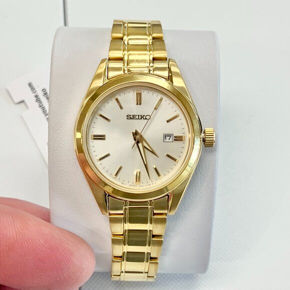 Seiko Stainless Steel Gold Tone Watch With Date Calendar SUR632 main image 6